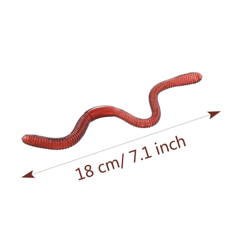 Cotiny 60 Pieces Fake Earthworm Faux Trick Toy Plastic Soft Stretchy Realistic Earthworms Simulated Fishing Lures Baits for Halloween Decoration - Image 2